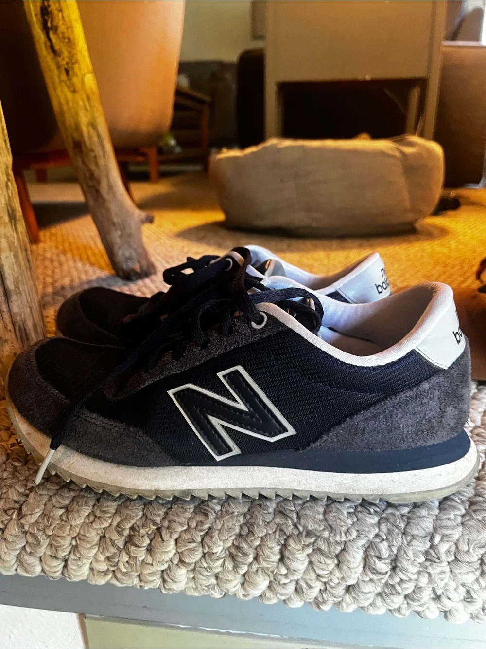 New Balance Dark Navy Lace-Up Sneakers with Cream Midsole